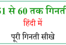 Hindi numbers 51 to 60