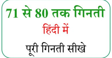 Hindi numbers 71 to 80